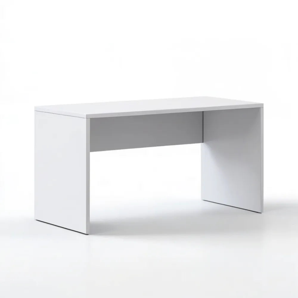 Białe biurko prostokątne z laminowanej płyty wiórowej 120 x 60 x 75 cm